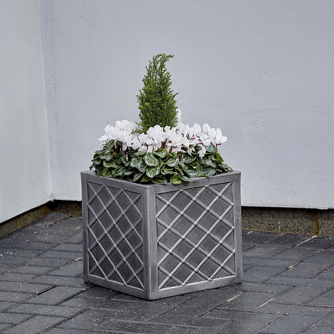 Square Grey Lazio Planter