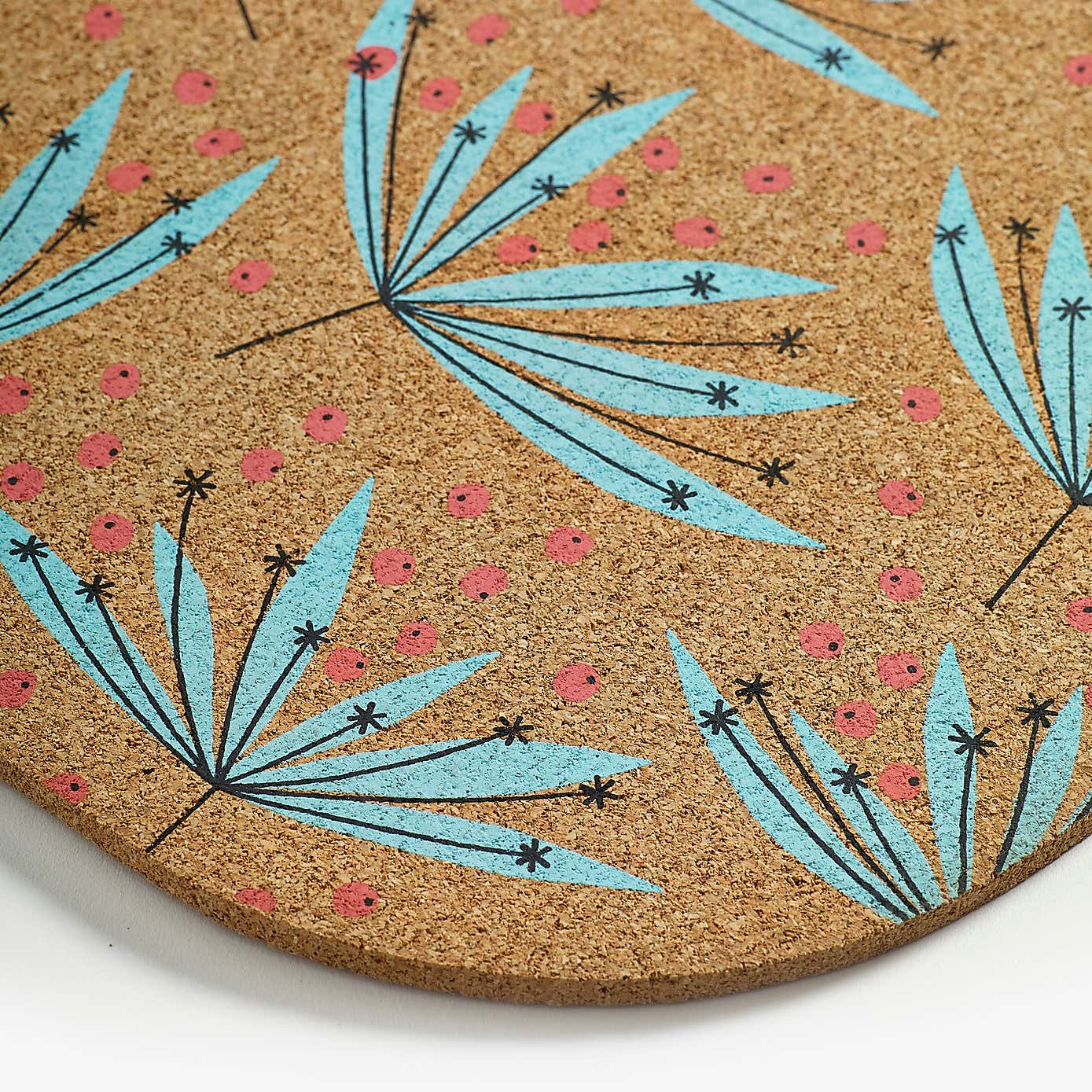 Set of 2 MissPrint Wildflower Printed Cork Placemats