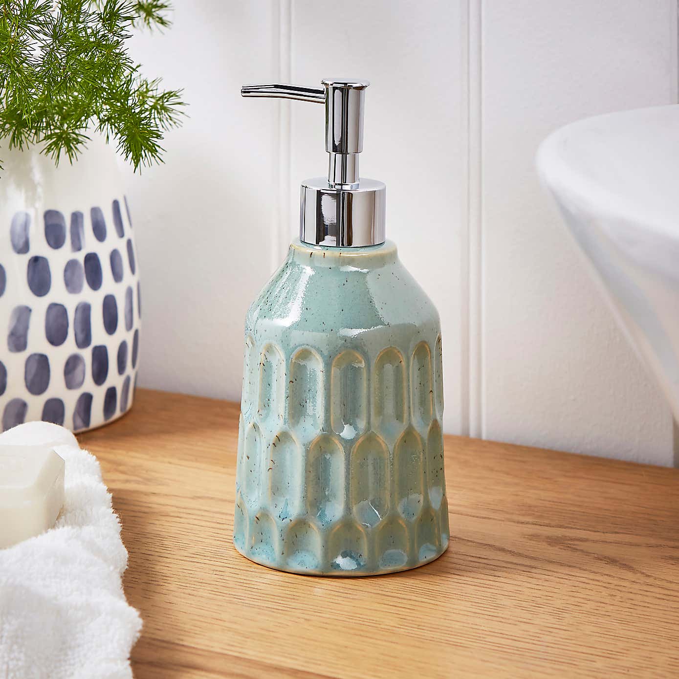 Coastal Green Glazed Ceramic Lotion Dispenser