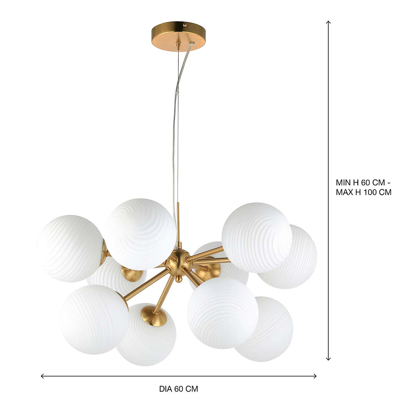 Swirl 10 Light Dimmable Ceiling Light