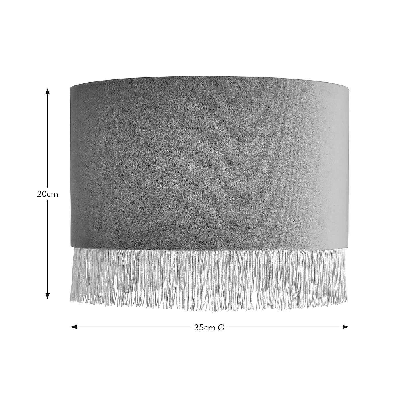 Fringed Velvet Drum Lamp Shade