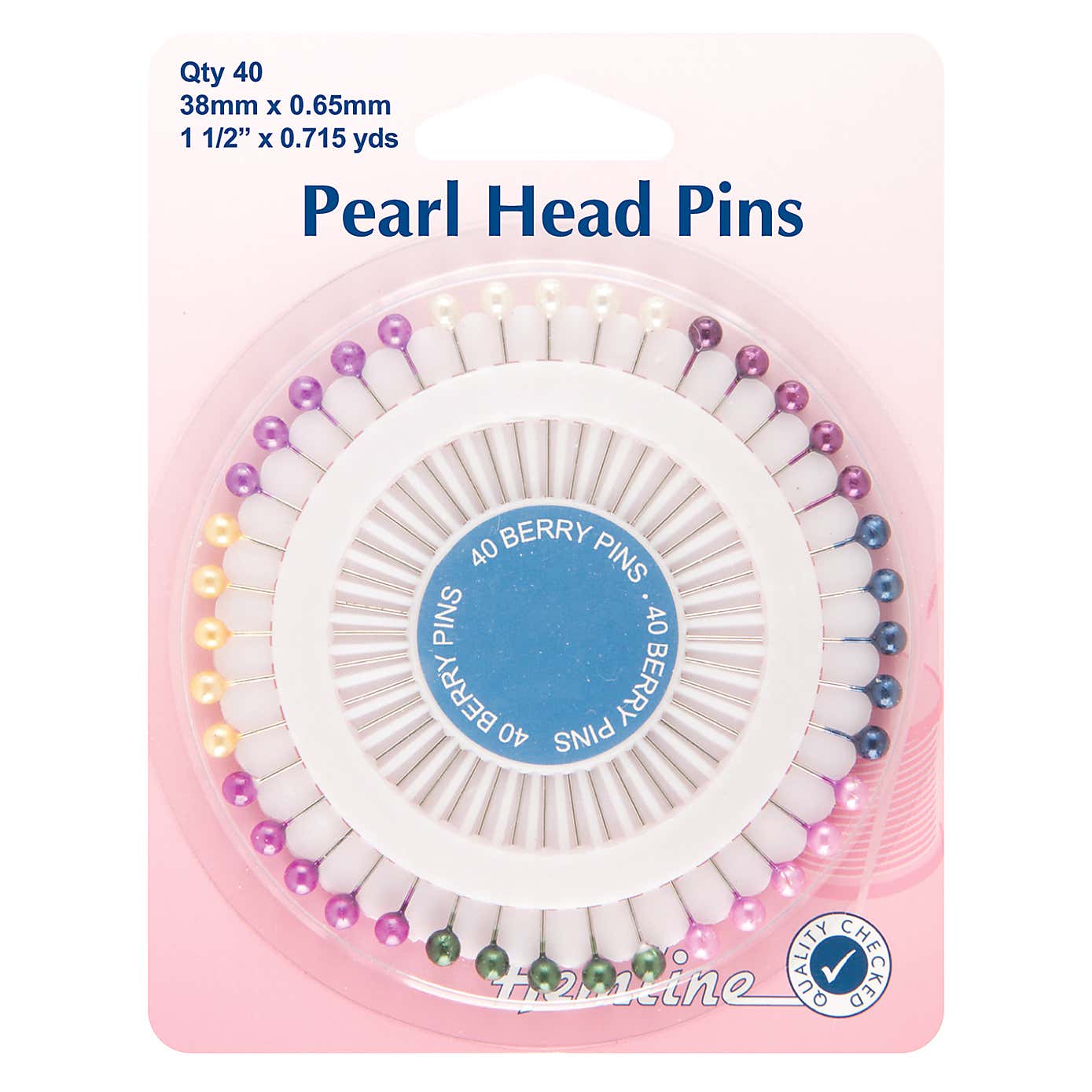 Hemline Pack of 40 Pearl Head Pins
