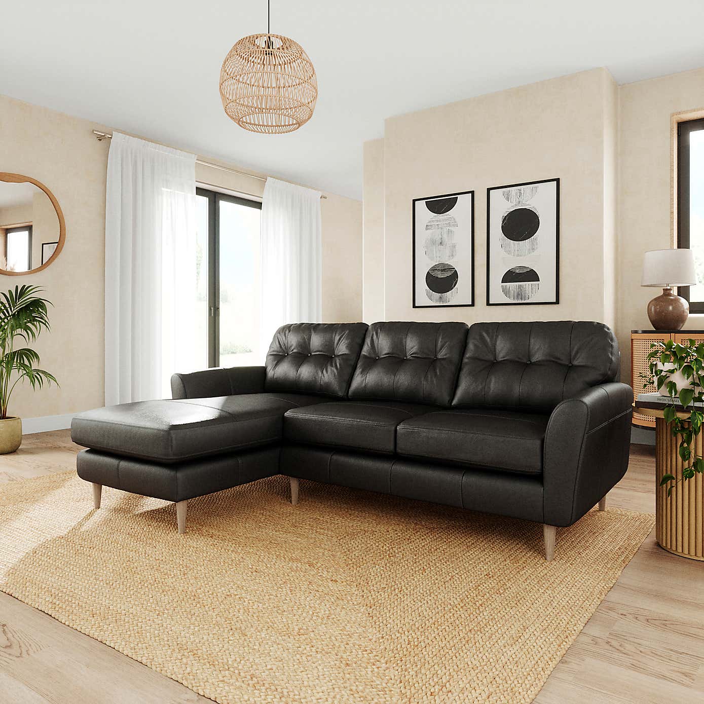 Sven Vintage Leather Large Corner Chaise Sofa