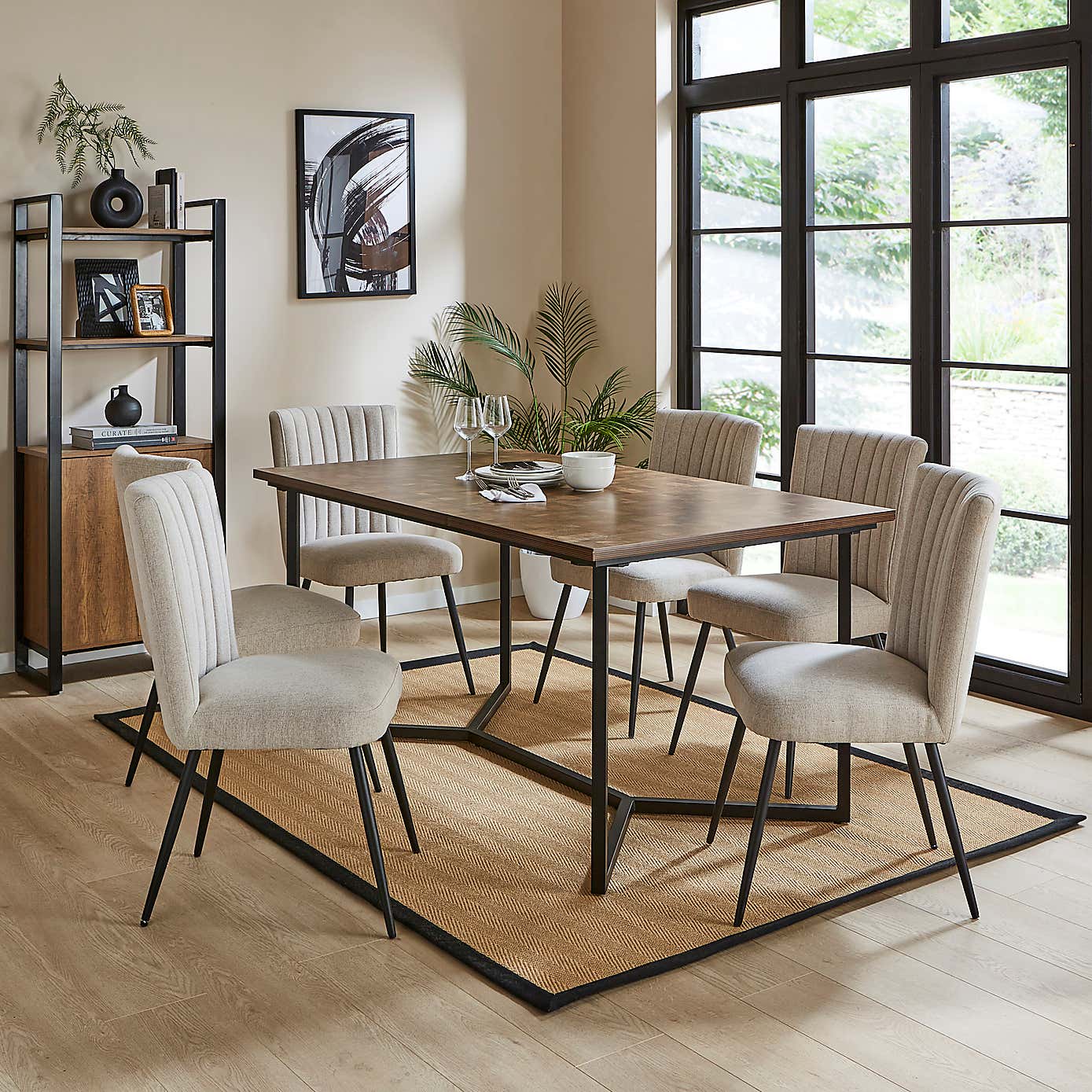 Brayden 6 Seater Rectangular Dining Table, Parquet Effect