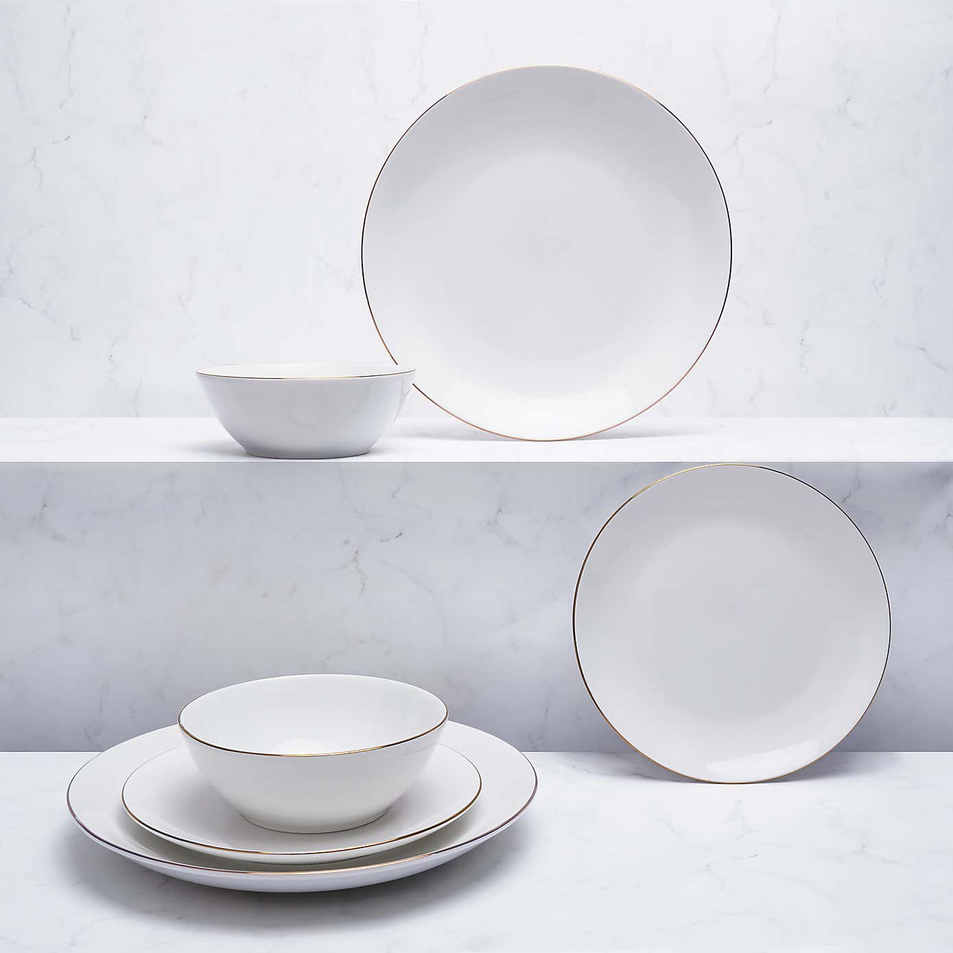 Gold Band 12pc Dinner Set