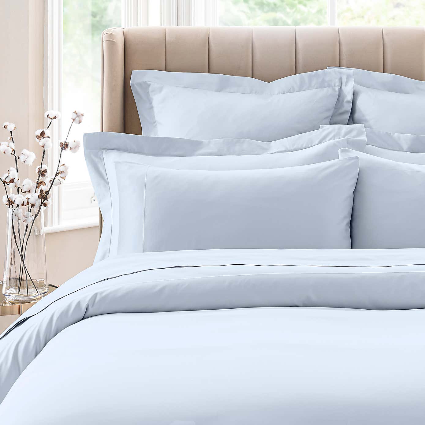 Dorma 300 Thread Count 100% Cotton Sateen Plain Cuffed Pillowcase