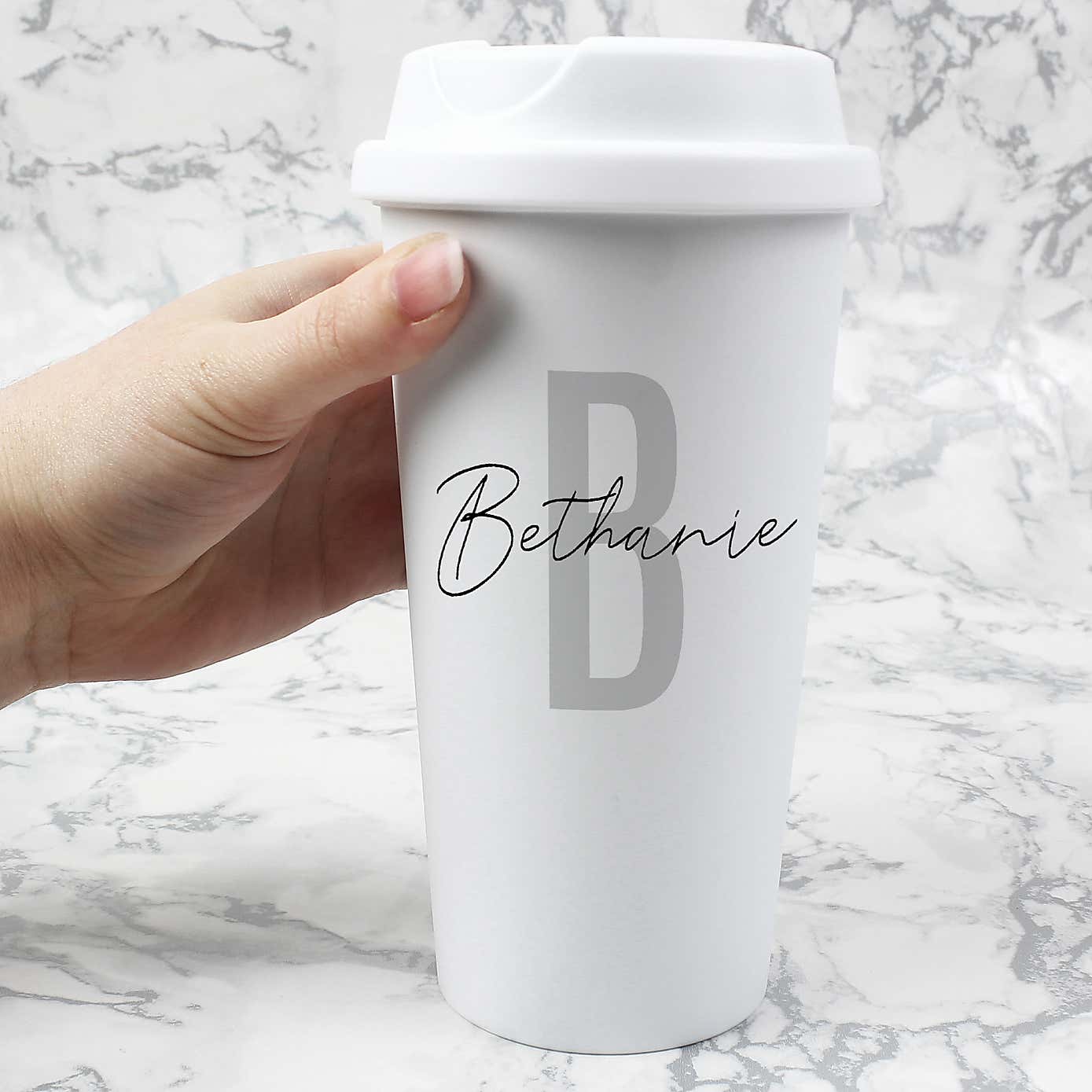 Personalised Initial and Name Insulated Reusable Eco Travel Cup