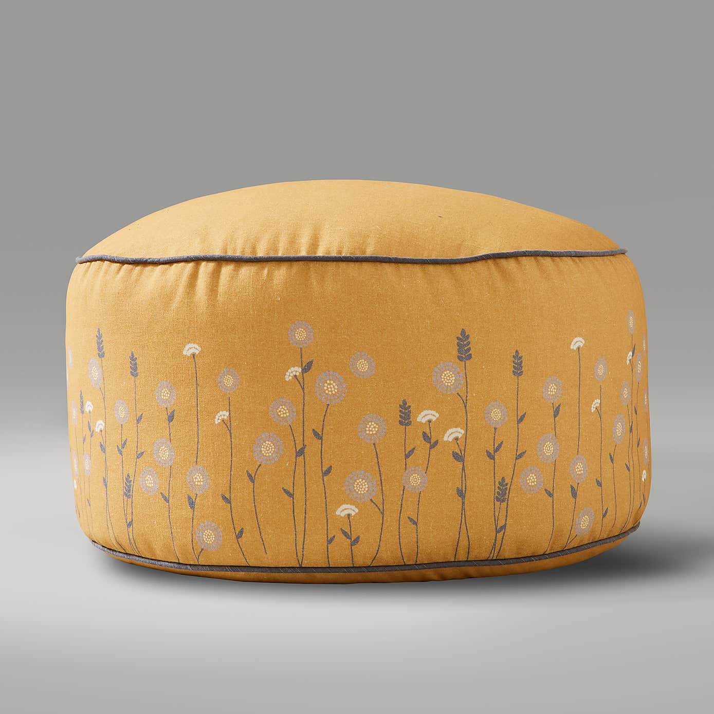 Scandi Print Ochre Pouffe