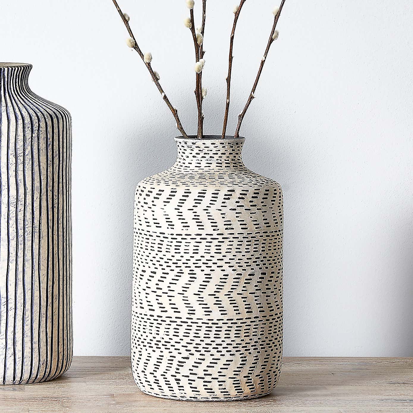 Atouk Textured Stoneware Vase, Black