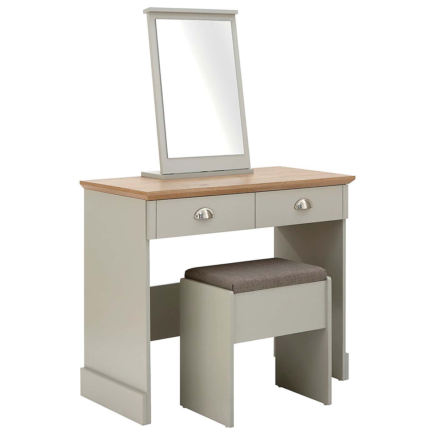 Kendal 2 Drawer Dressing Table Set with Mirror, Grey