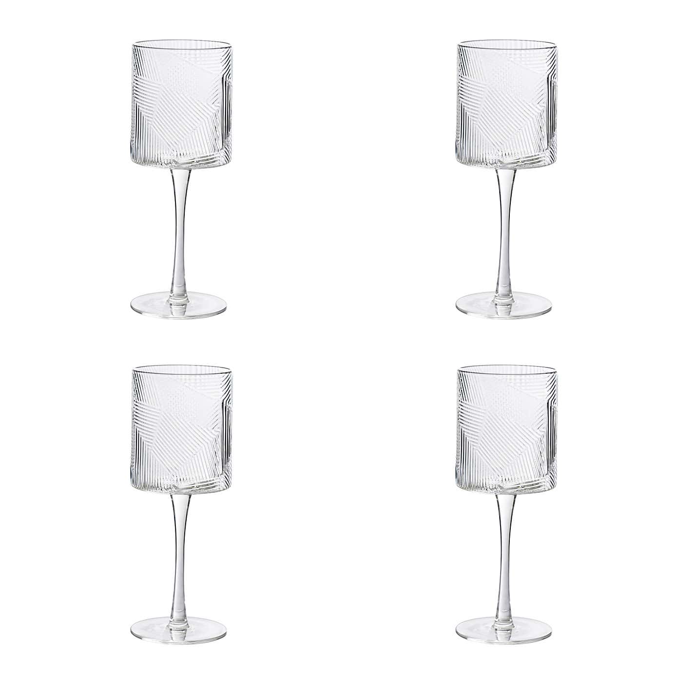 Set of 4 Linear Wine Glasses