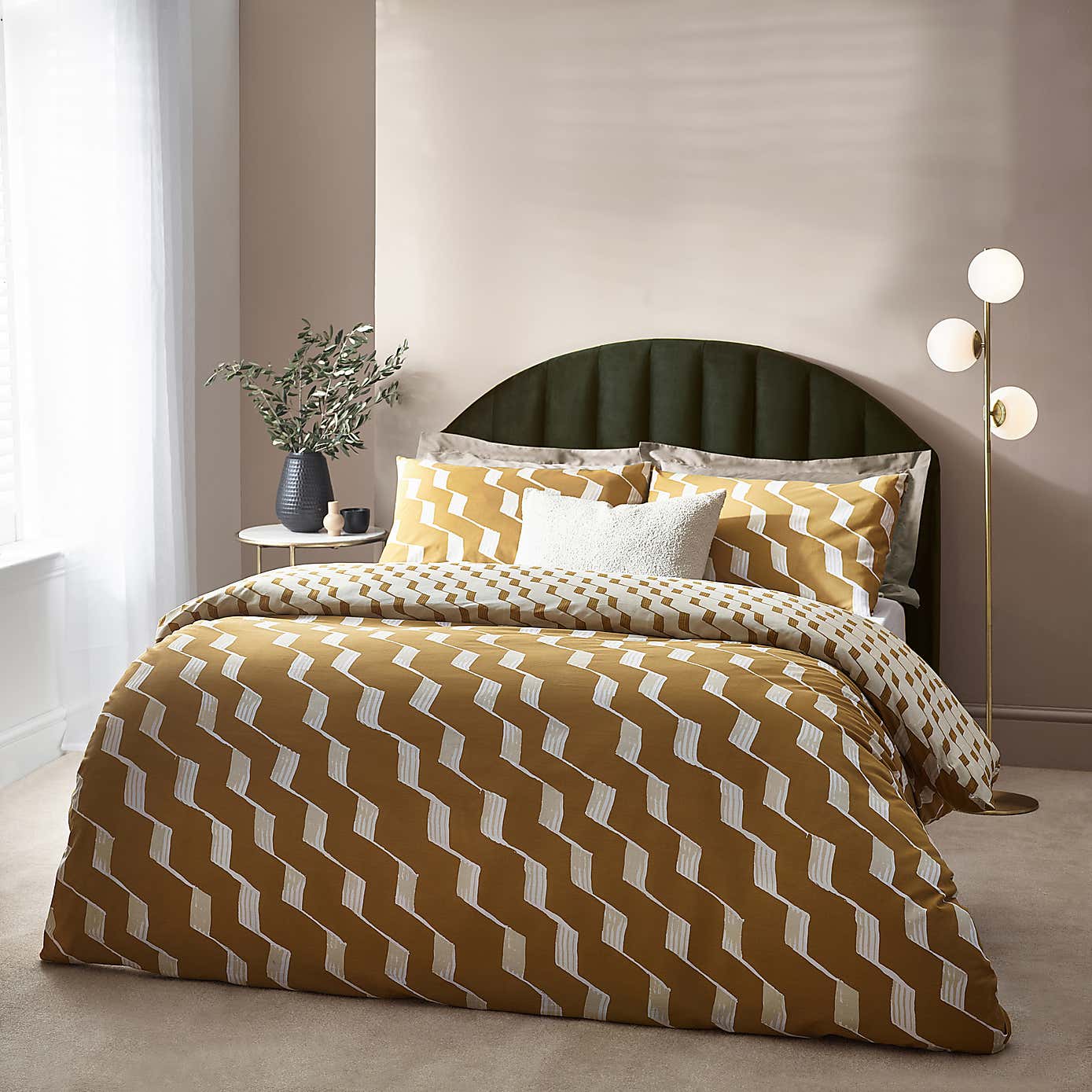 HÖEM Zabine Cotton Rich Duvet Cover & Pillowcase Set, Mustard