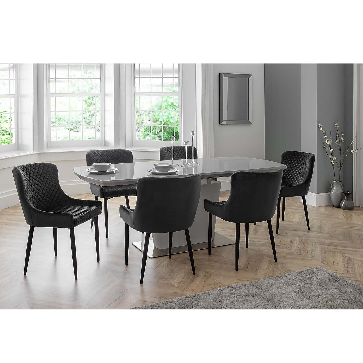 Como High Gloss Extendable Dining Table Grey