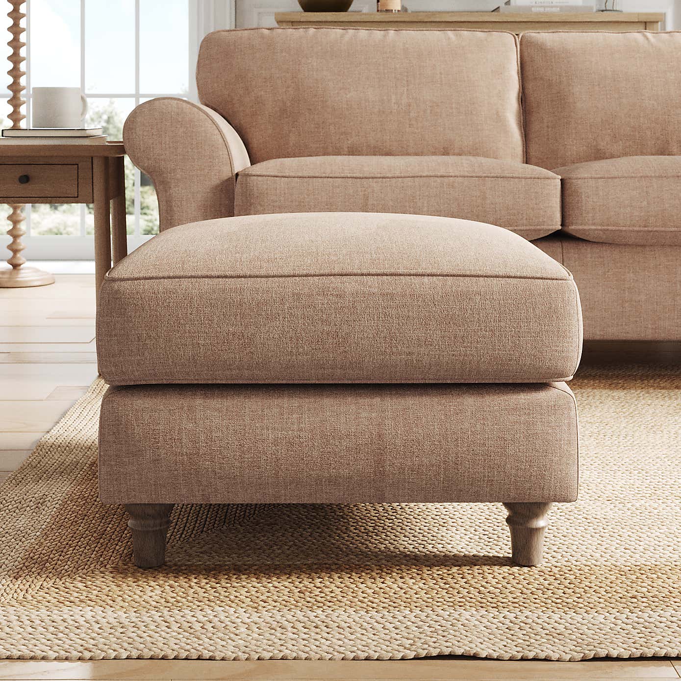 Flori Footstool, Tonal Plush Chenille