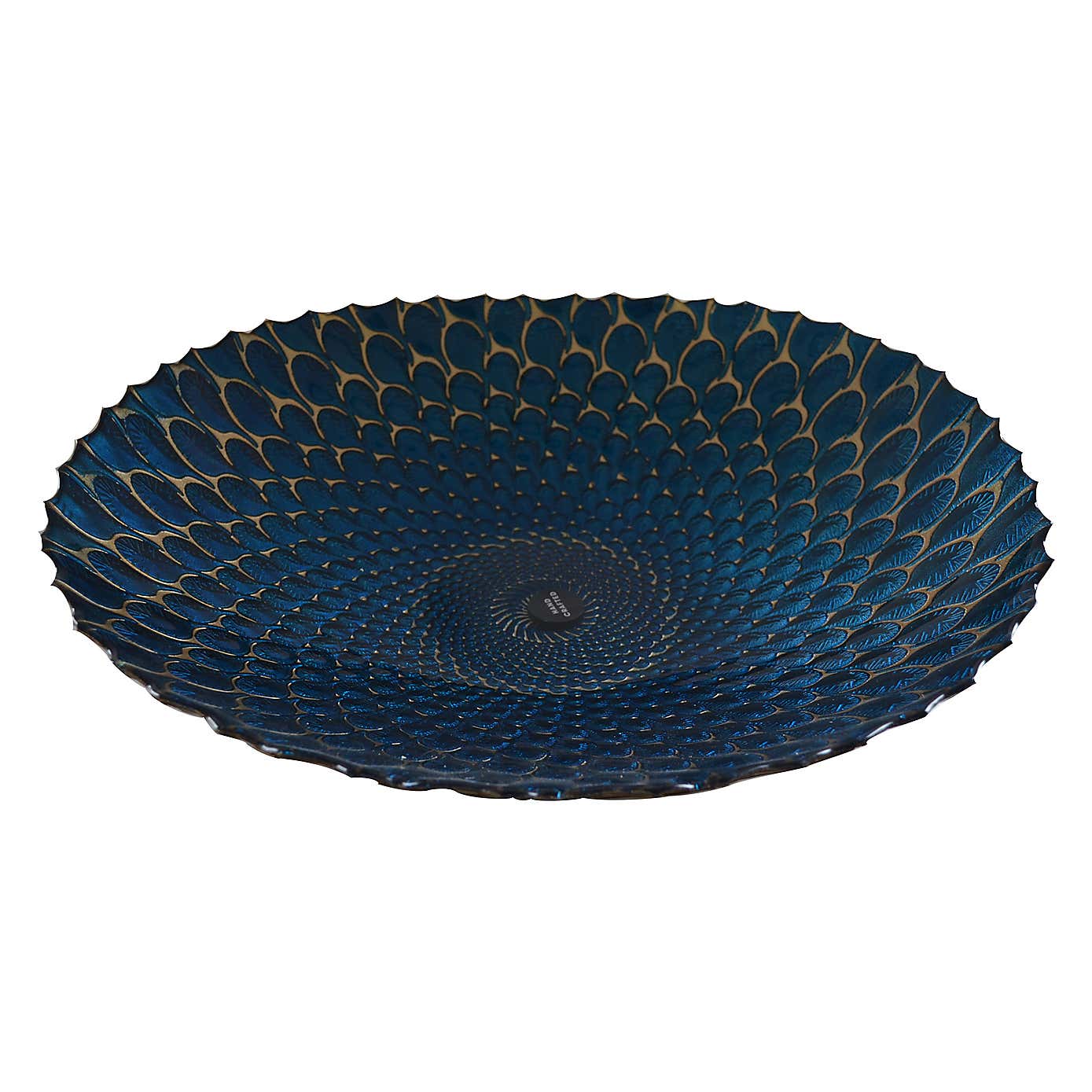 Deco Charm Teal Glass Platter