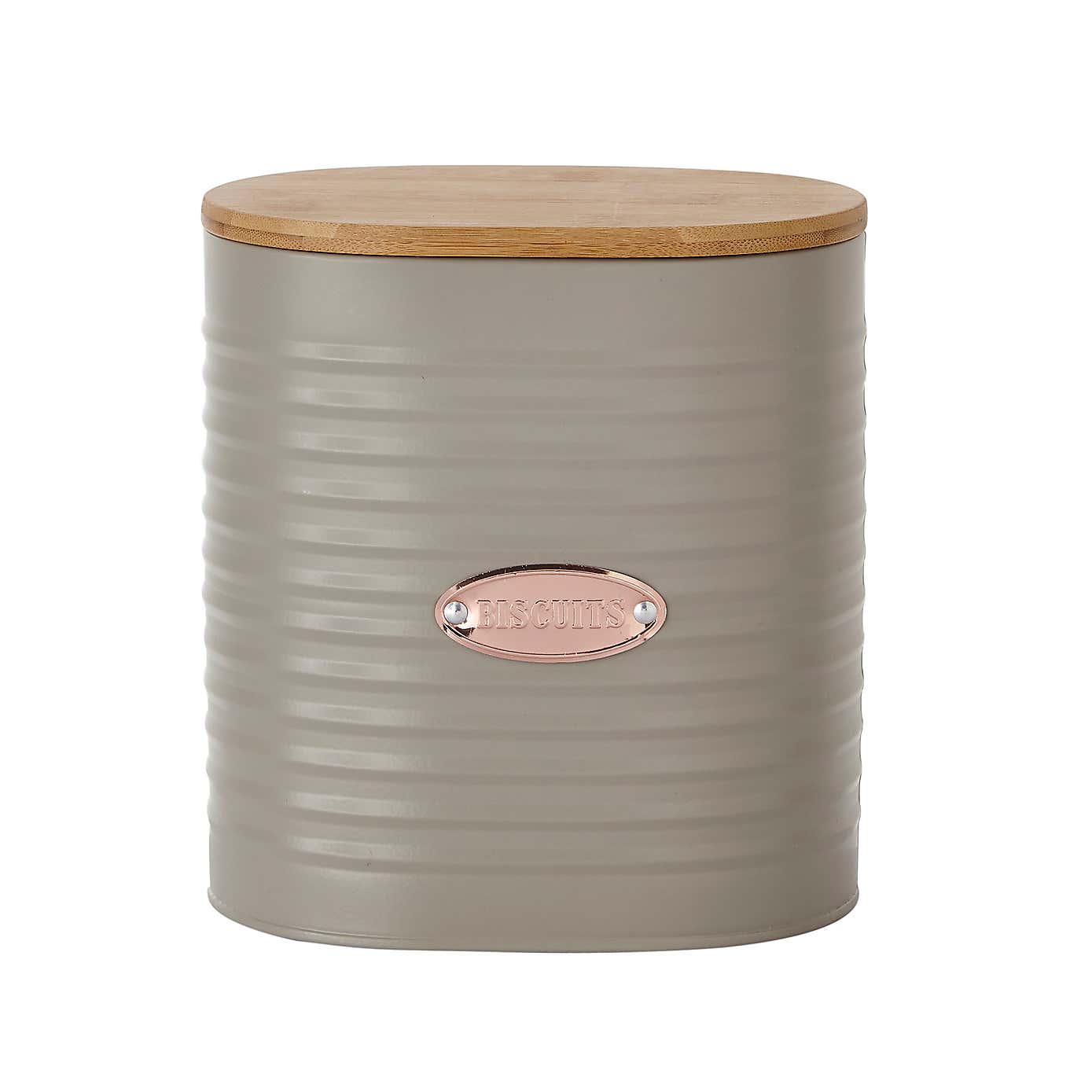 Metal Biscuit Canister with Badge Black