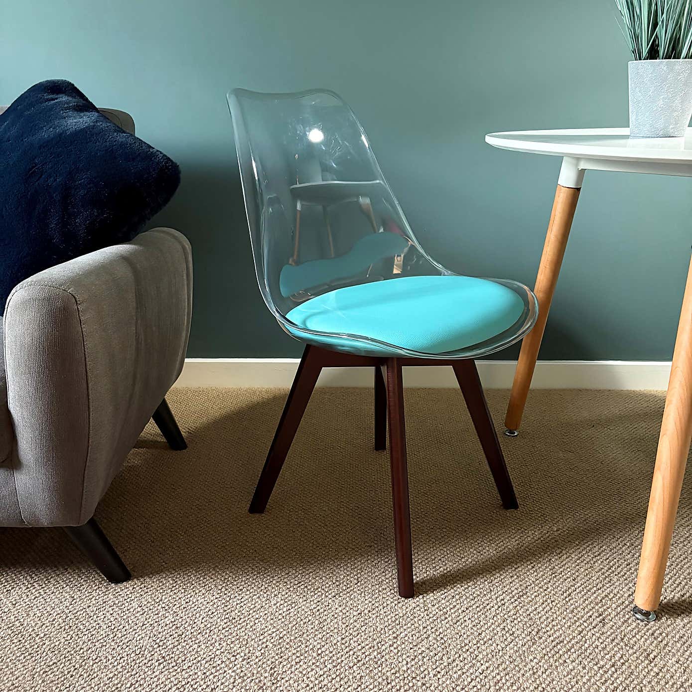 Fusion Living Soho Clear Plastic Dining Chair with Squared Legs