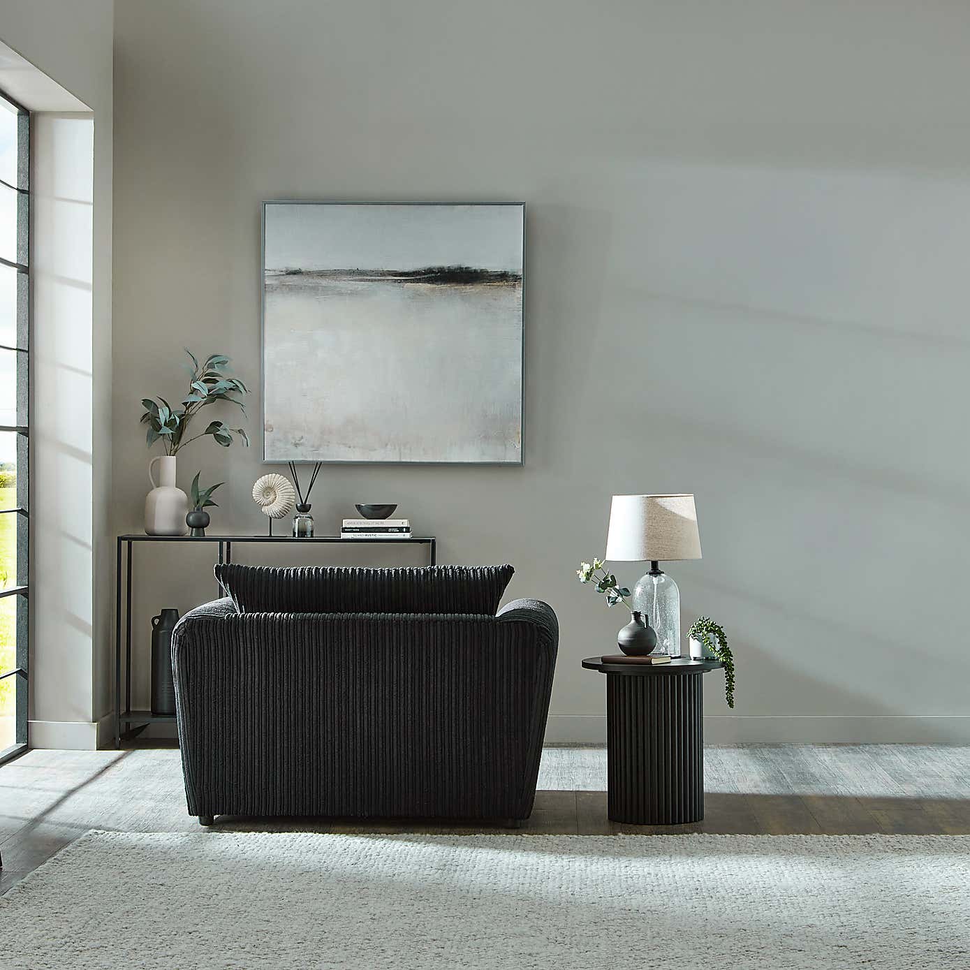 Blake Curved Arm Jumbo Cord Snuggle Chair