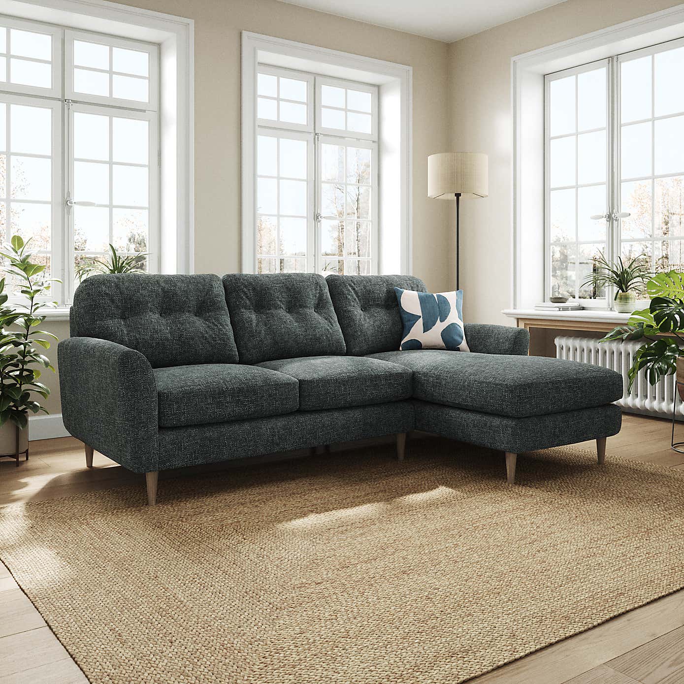 Sven Chunky Chenille Large Corner Chaise Sofa