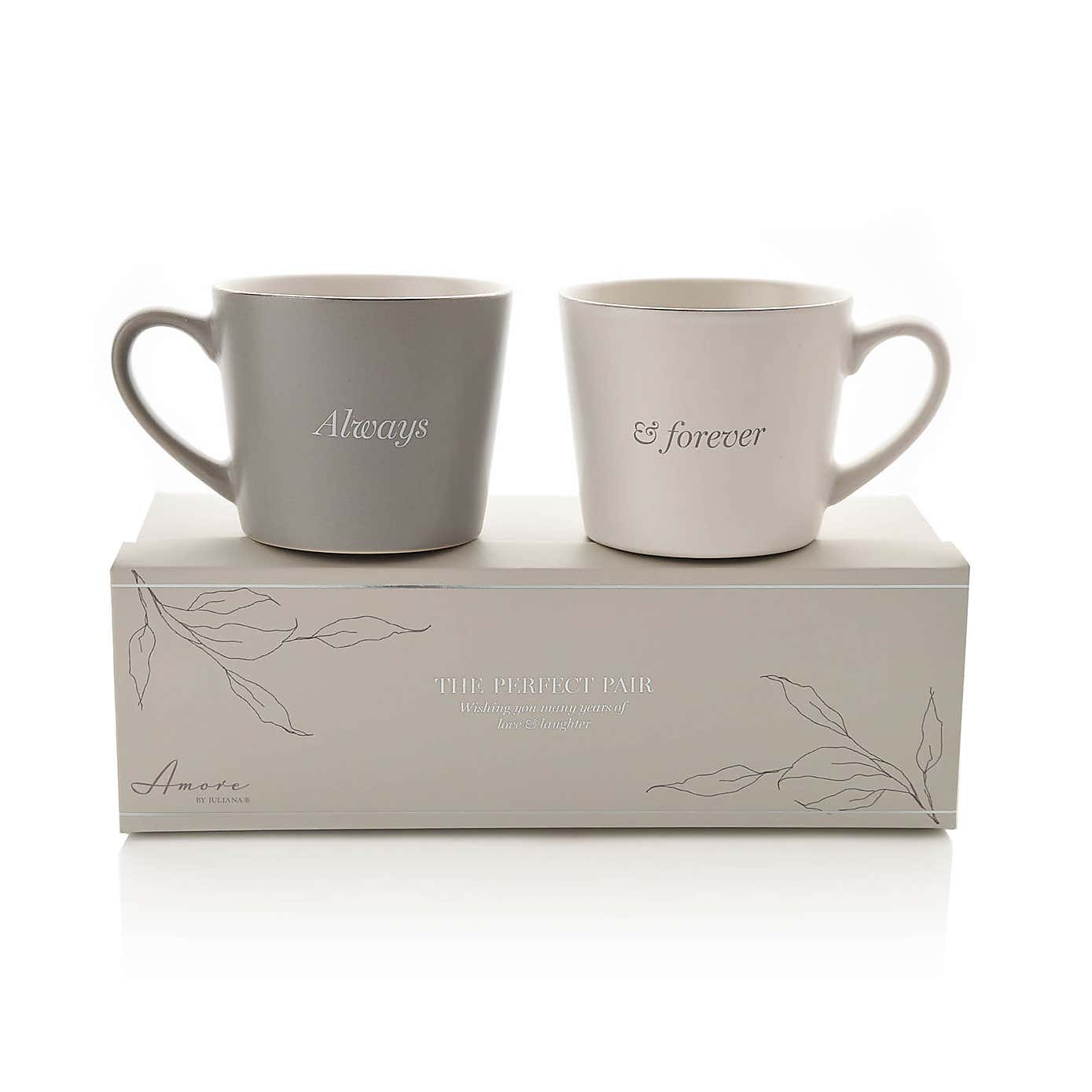 Amore Set of 2 Grey & White Always & Forever Mugs