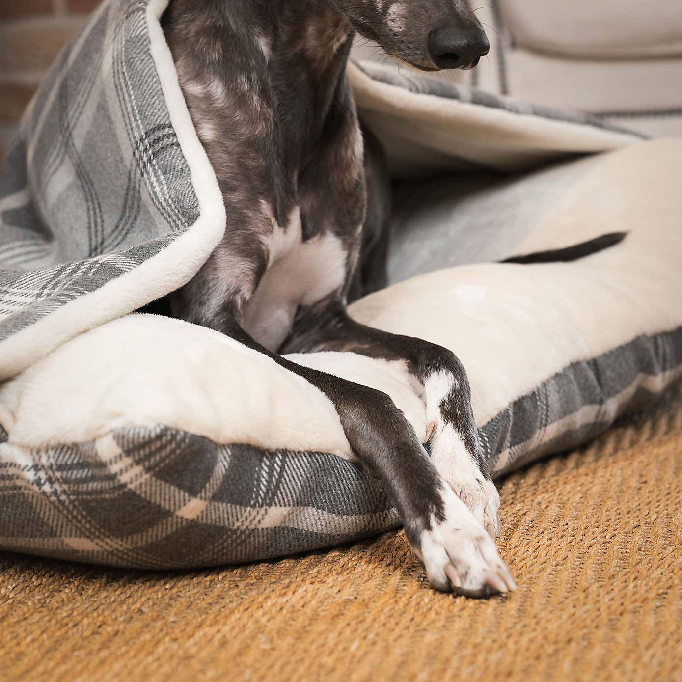 Lords and Labradors Balmoral Tweed Sleepy Burrow Dog Bed