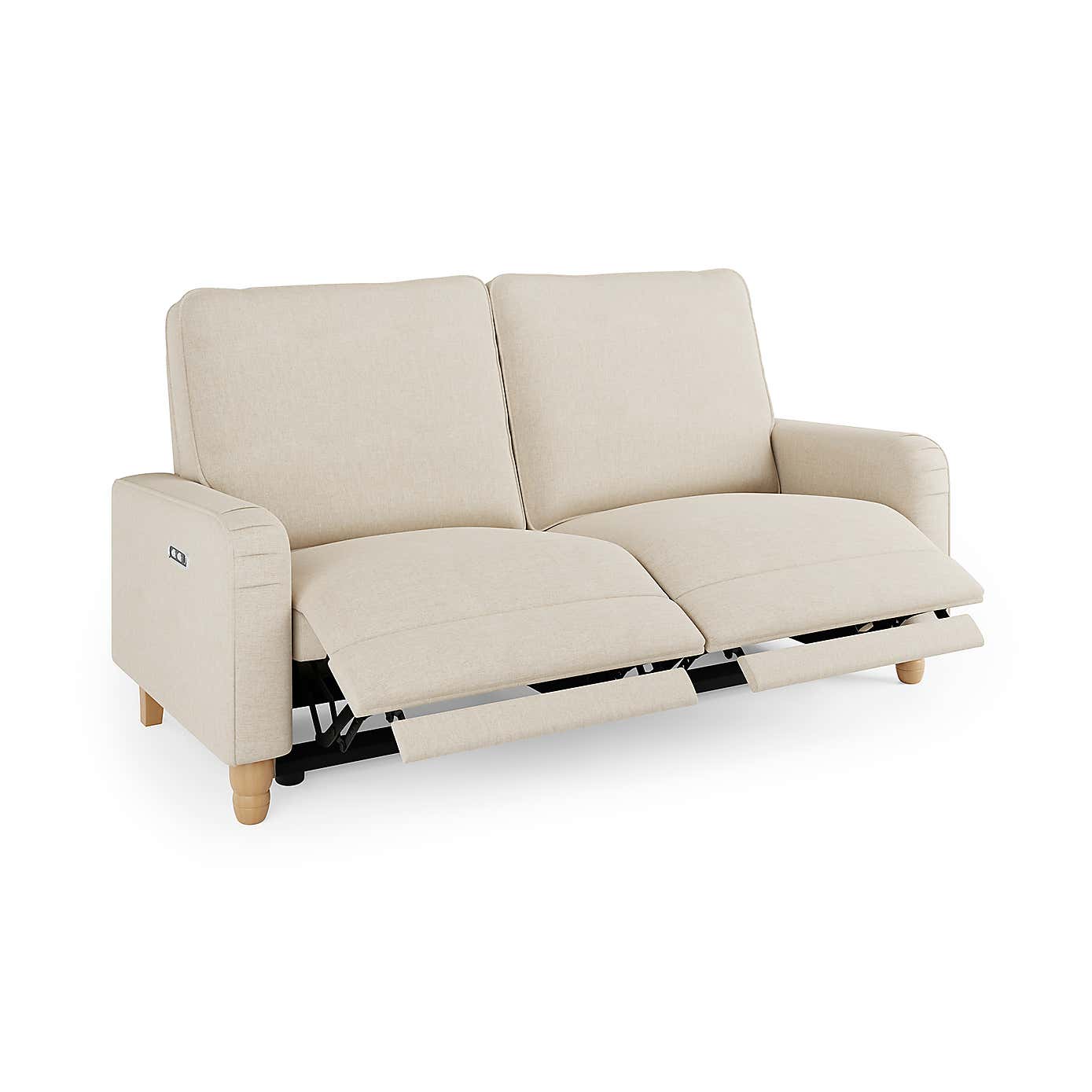 Beatrice Luna Fabric Natural Power Recliner 3 Seater Sofa