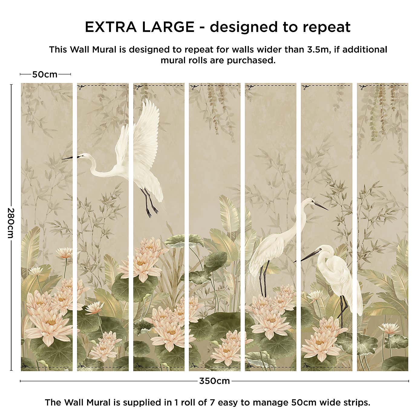Cranberry and Laine Opulent Crane Wall Mural