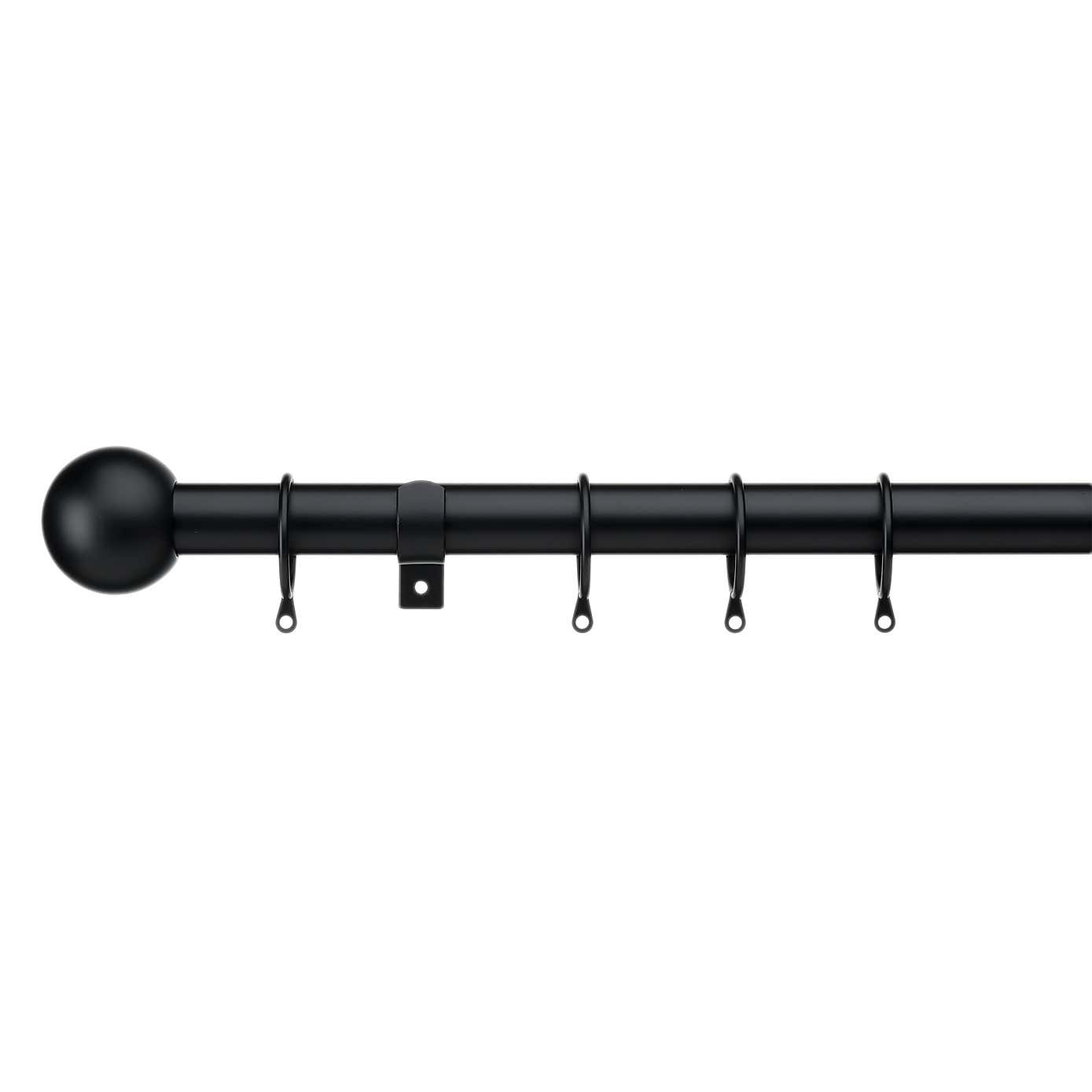 Satina Extendable Matte Black Curtain Pole Dia. 25/28mm