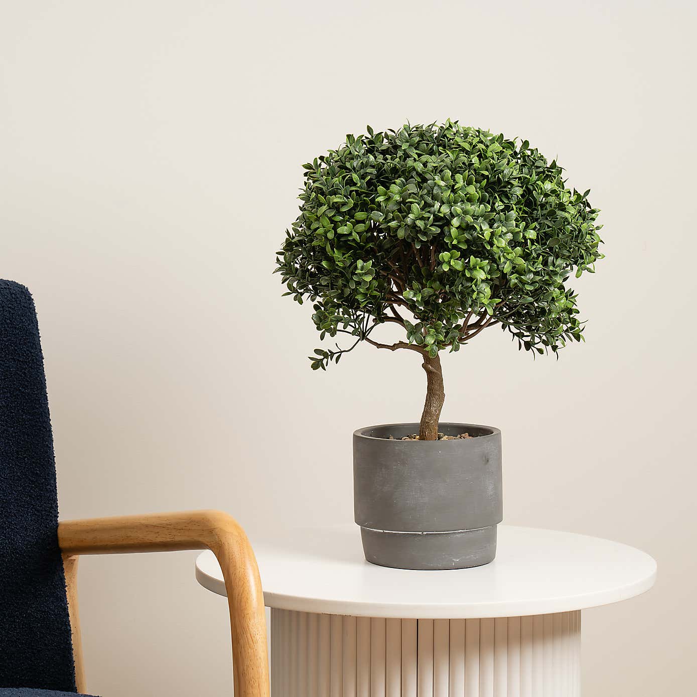 Artificial Mini Topiary Plant in Cement Plant Pot