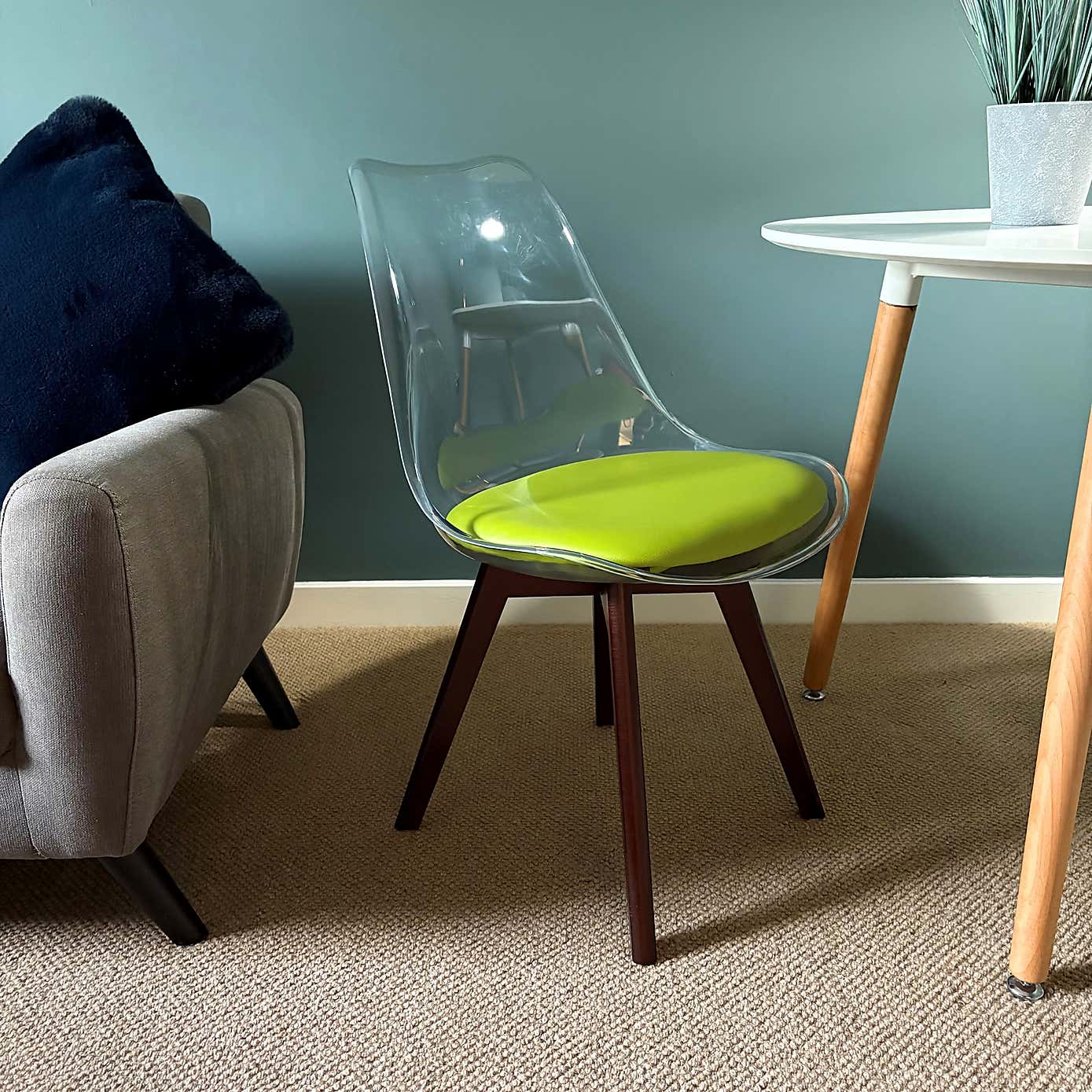 Fusion Living Soho Clear Plastic Dining Chair with Squared Legs