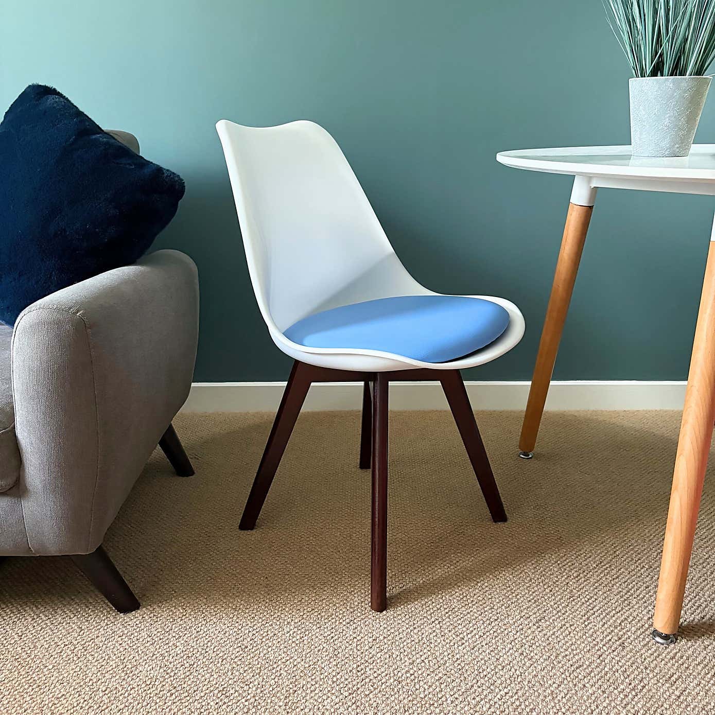 Fusion Living Soho White Plastic Dining Chair with Squared Legs