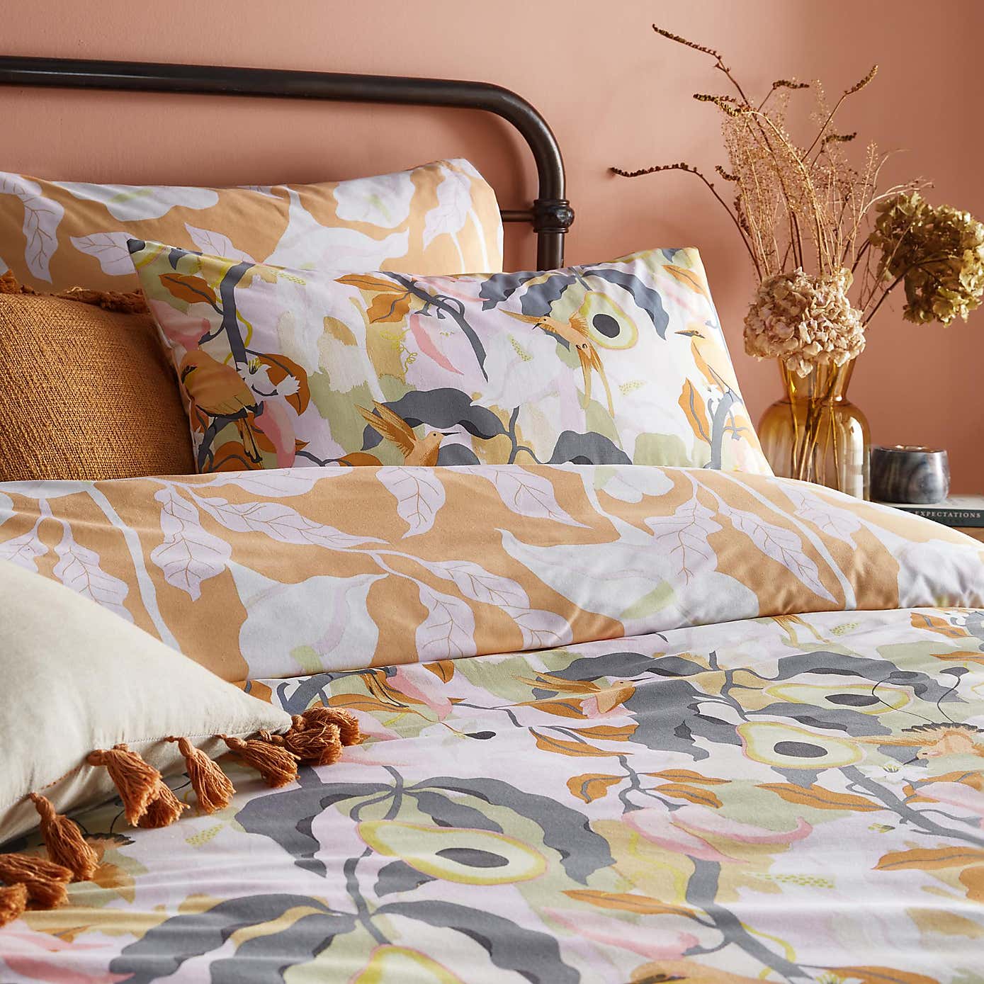 Riva Huerta Orange Duvet Cover and Pillowcase Set