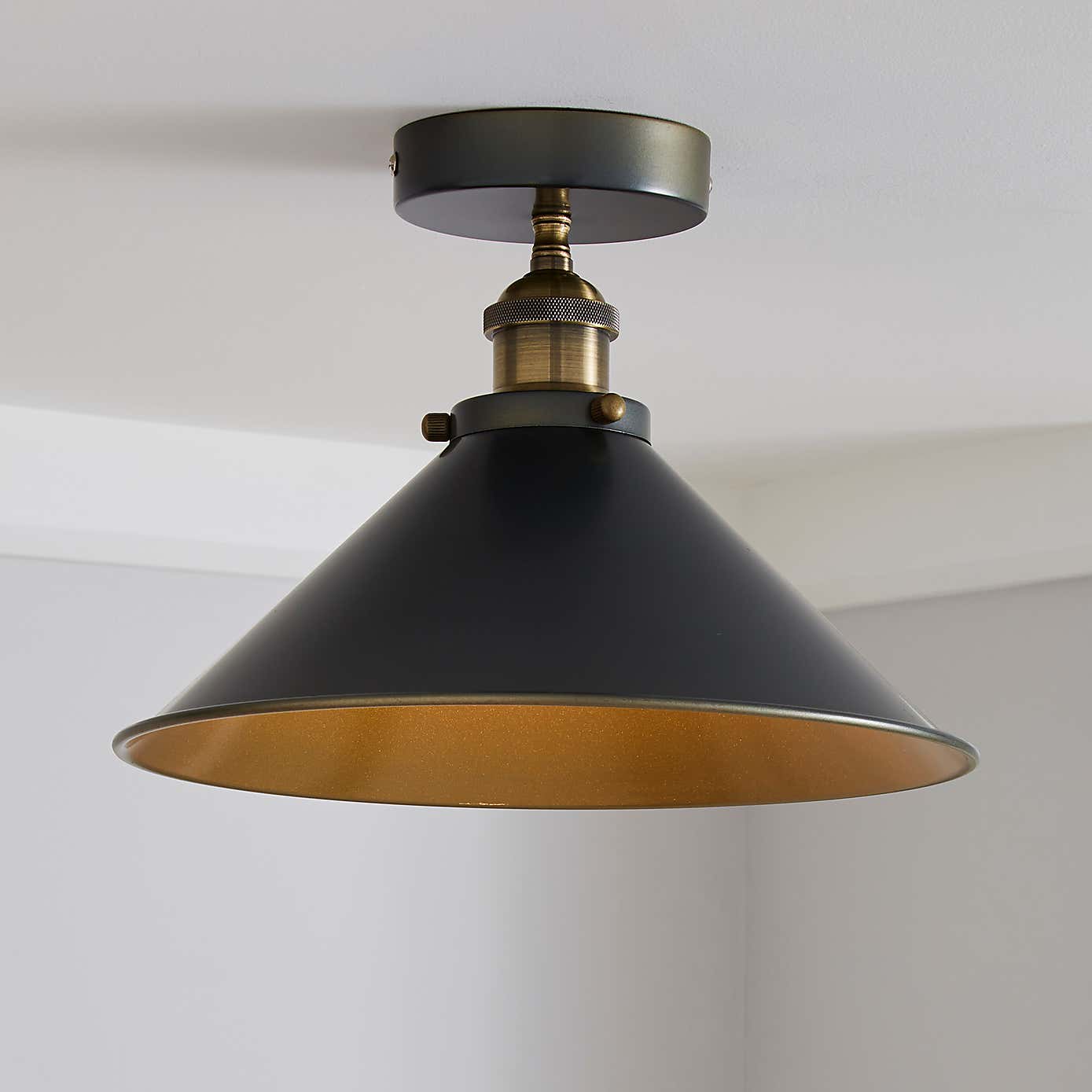 Logan Grey Industrial Semi Flush Ceiling Light