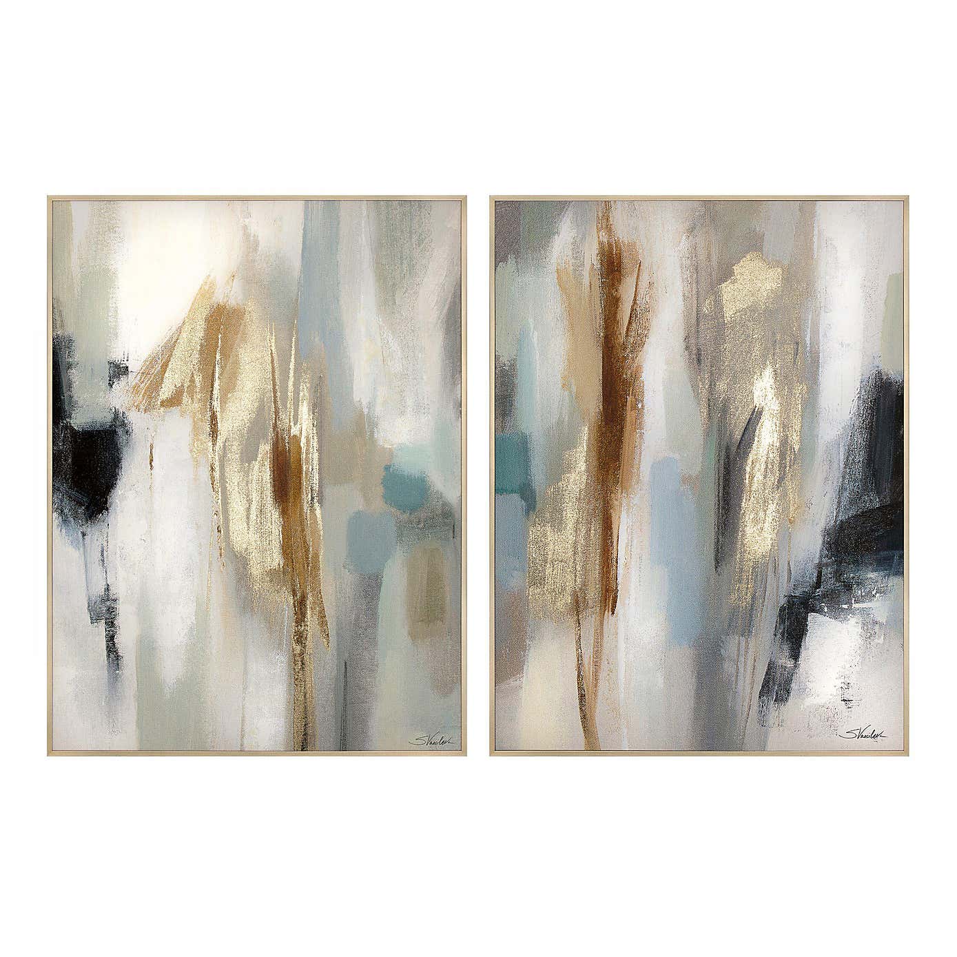 Set of 2 Cedar & Sage Inspired Abstract Framed Canvases