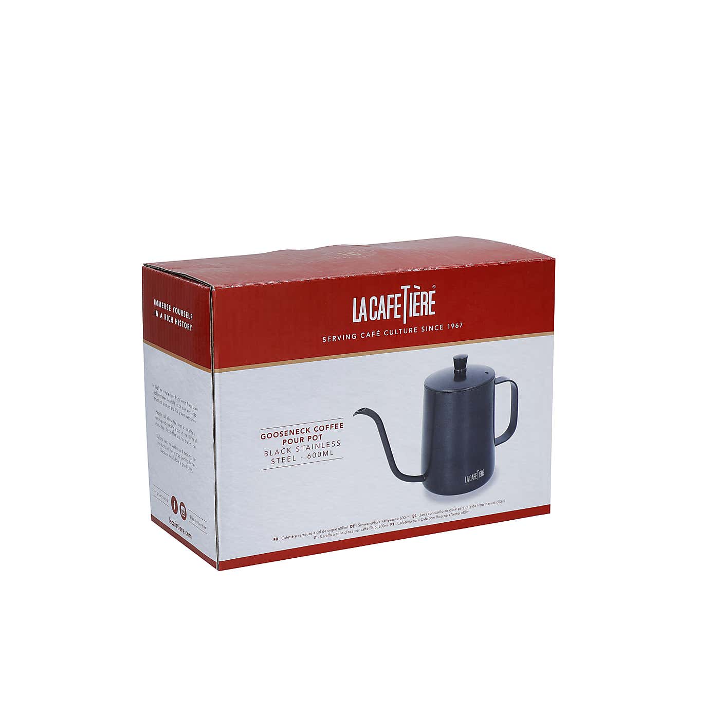 La Cafetiere Gooseneck Black Pour Over Coffee Stainless Steel Cafetiere