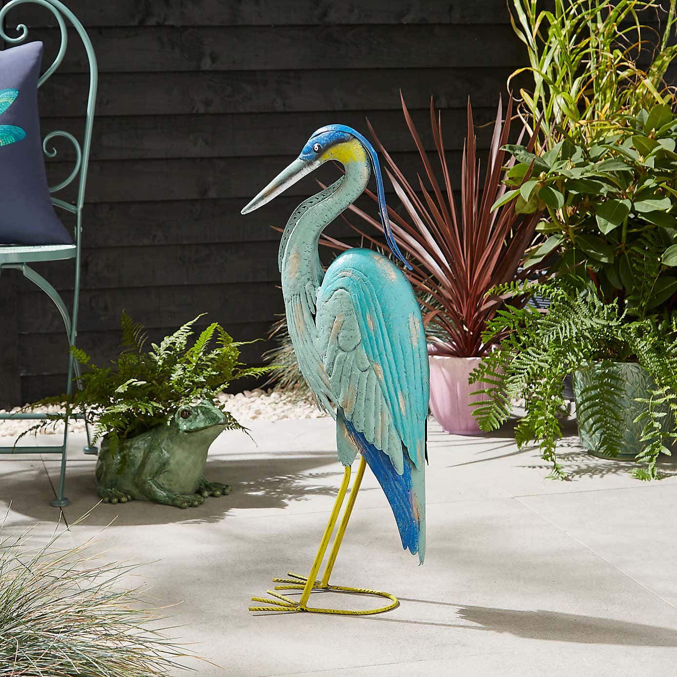 Blue & Gold Iron Crane Ornament