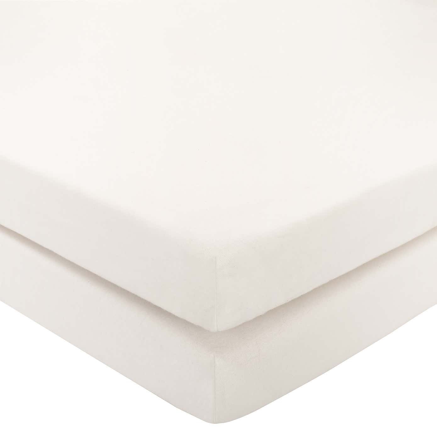 Pack of 2 Plain 100% Cotton Jersey Fitted Sheets