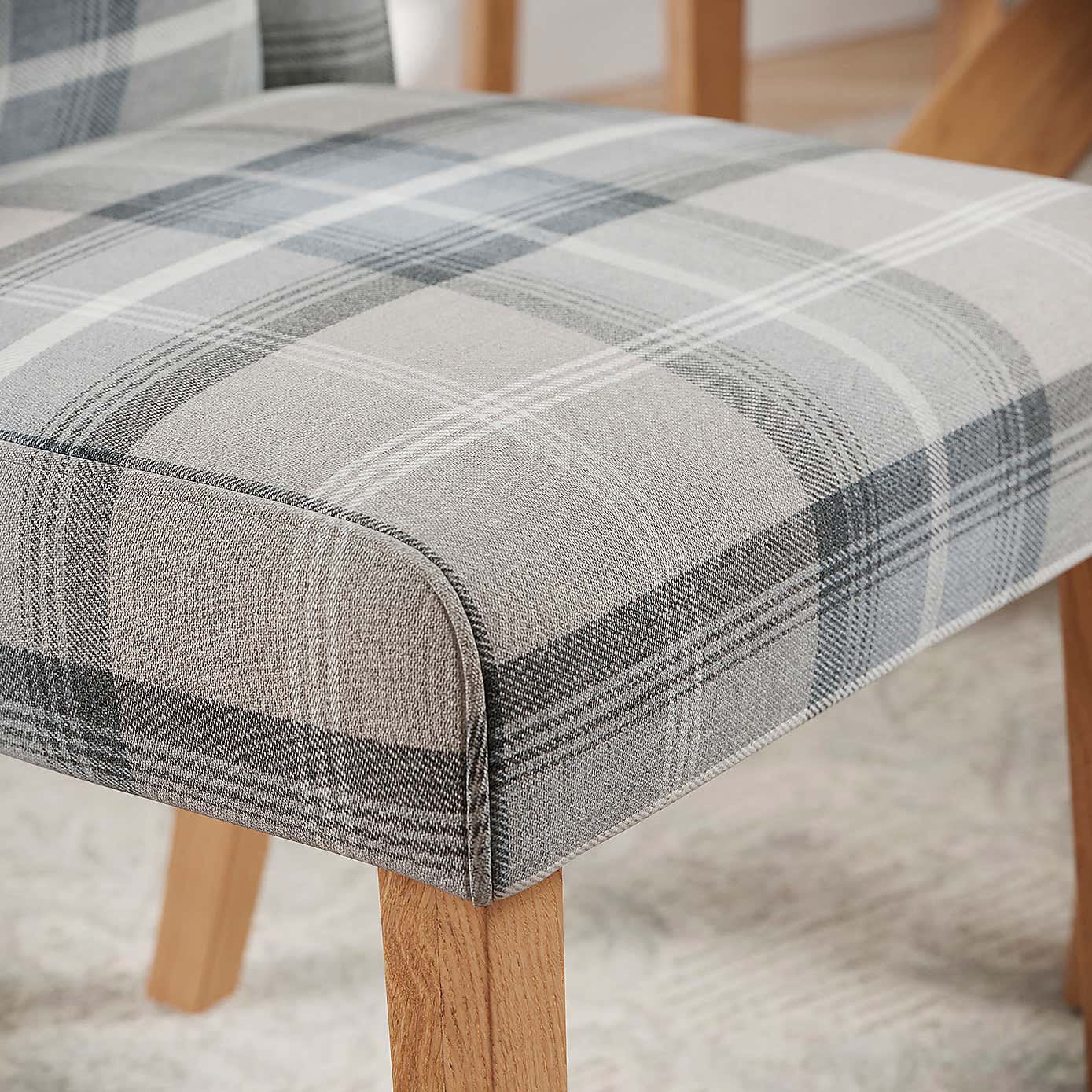 Oswald Set of 2 Country Check Dining Chairs