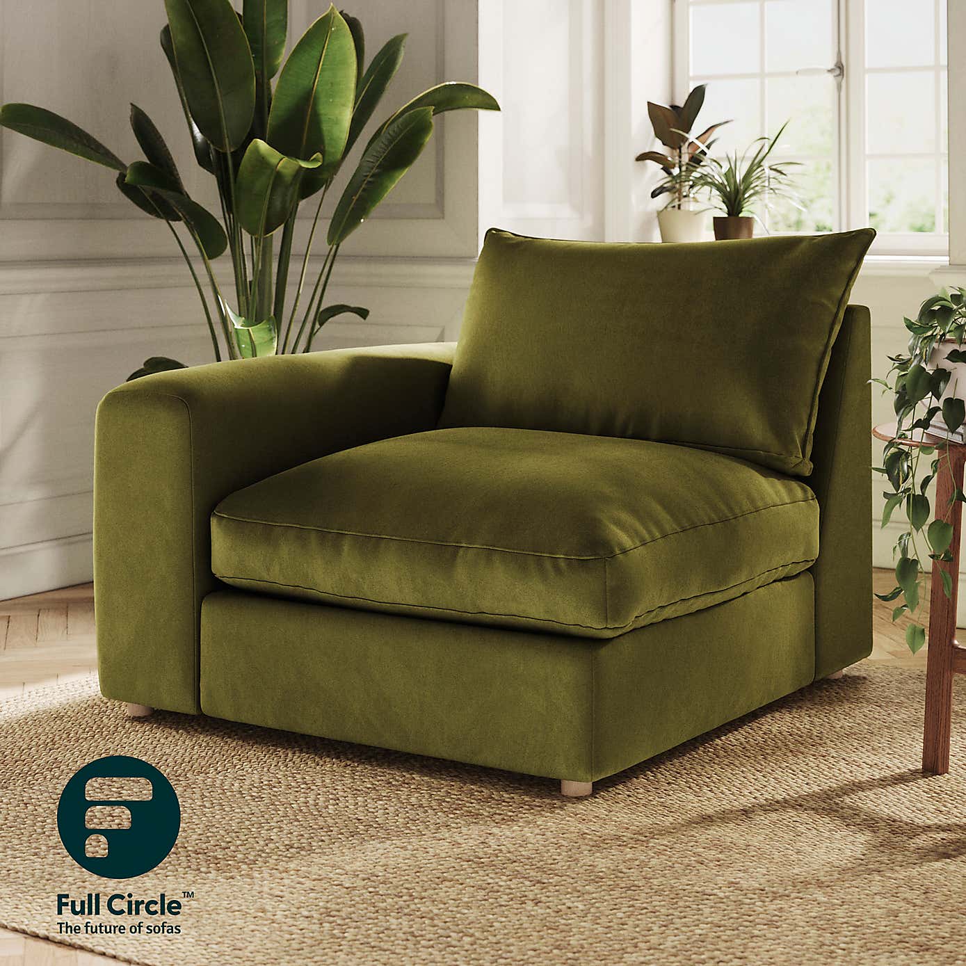 Full Circle Austin Luxury Velvet Modular Arm Corner Piece