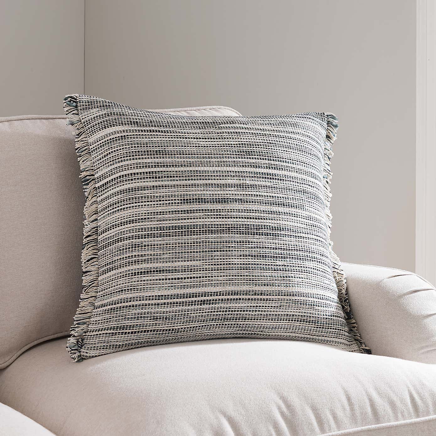 Ava Flat Weave Cotton Square Cushion