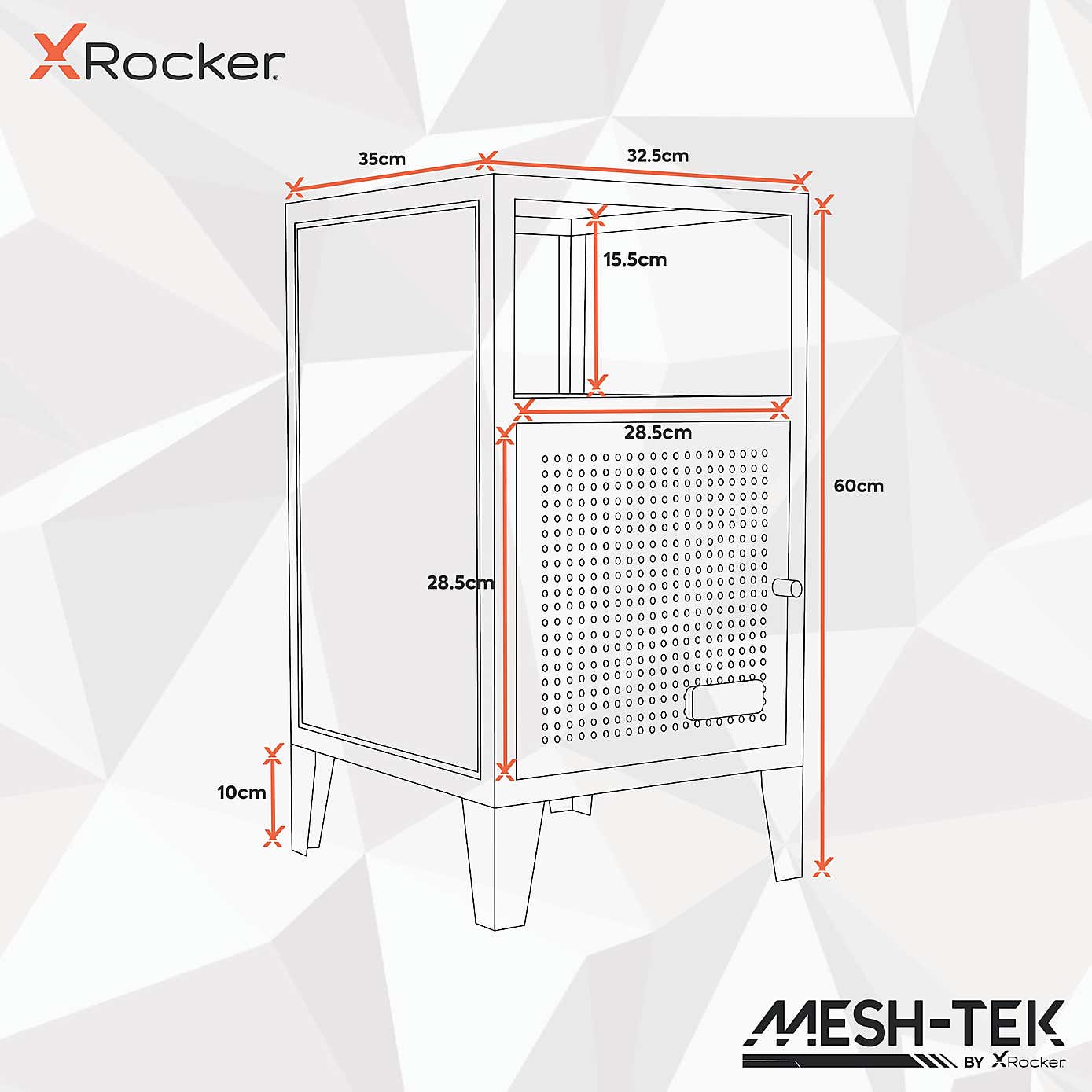 X Rocker MESH TEK Bedside Cabinet with Single Cube Storage