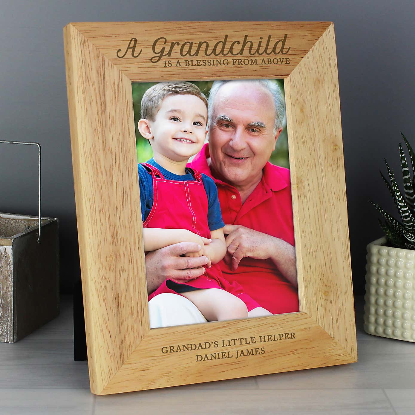 Personalised A Grandchild is a Blessing Light Wood Portrait Photo Frame