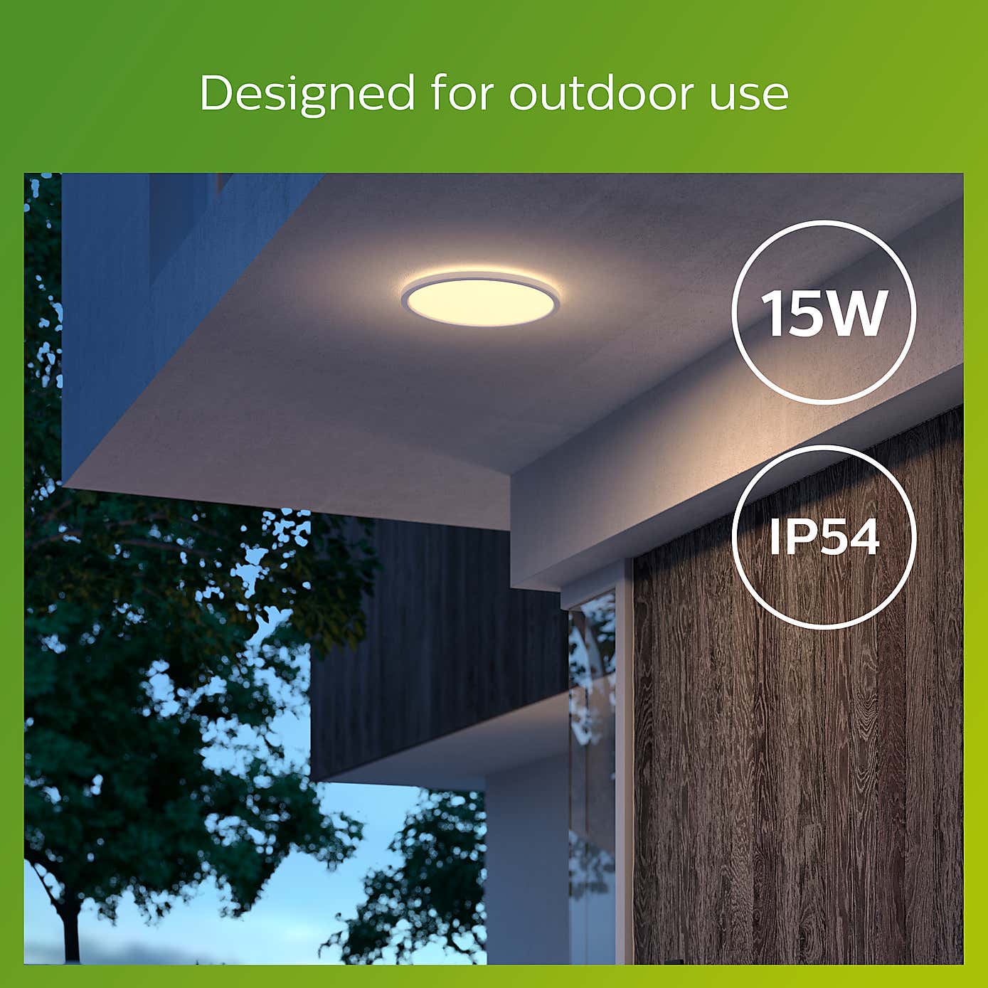 Philips Superslim Integrated LED Outdoor Ceiling Light, Warm White
