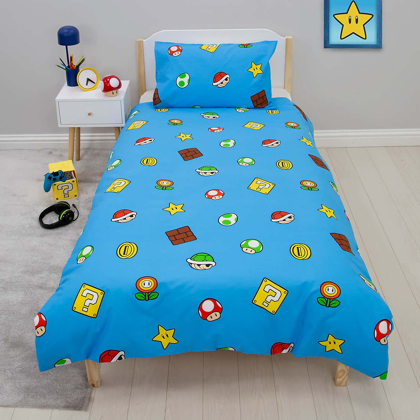 Nintendo Super Mario Splitter Reversible Single Duvet & Pillowcase Set