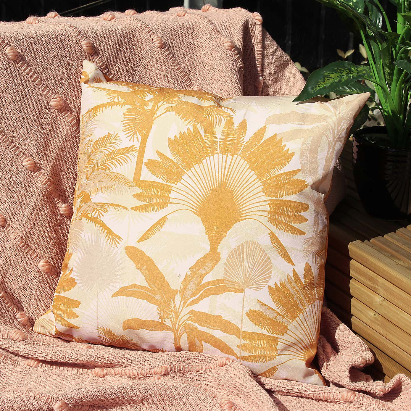 Palms Ochre Outdoor Cushion