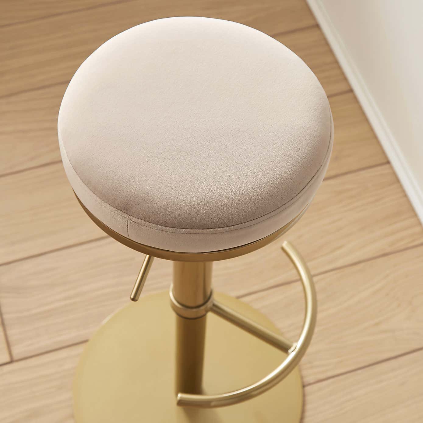 Jesper Adjustable Height Bar Stool, Velvet