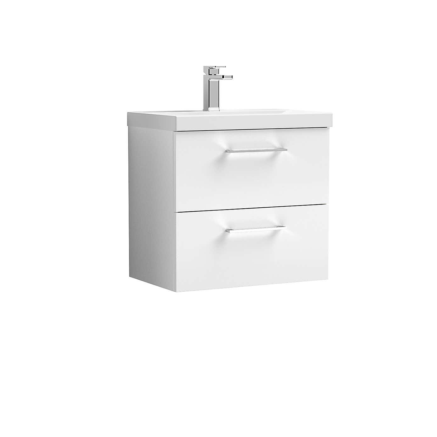 Arno Wall Mounted 2 Drawer Vanity Unit with Basin