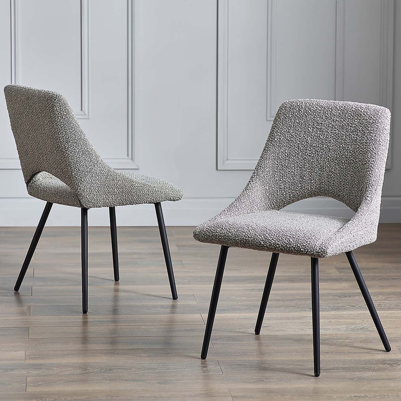 Iris Set Of 2 Dining Chairs, Boucle