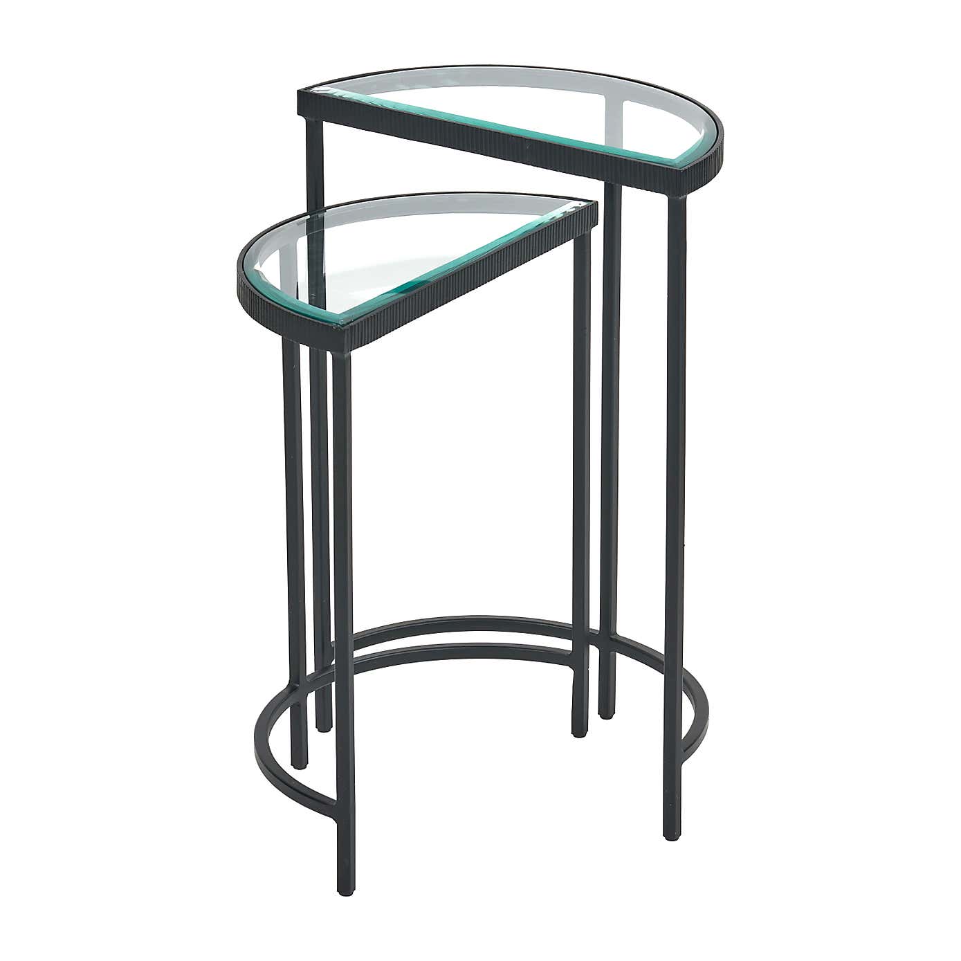Marazzi Half Moon Side Tables, Bevelled Glass