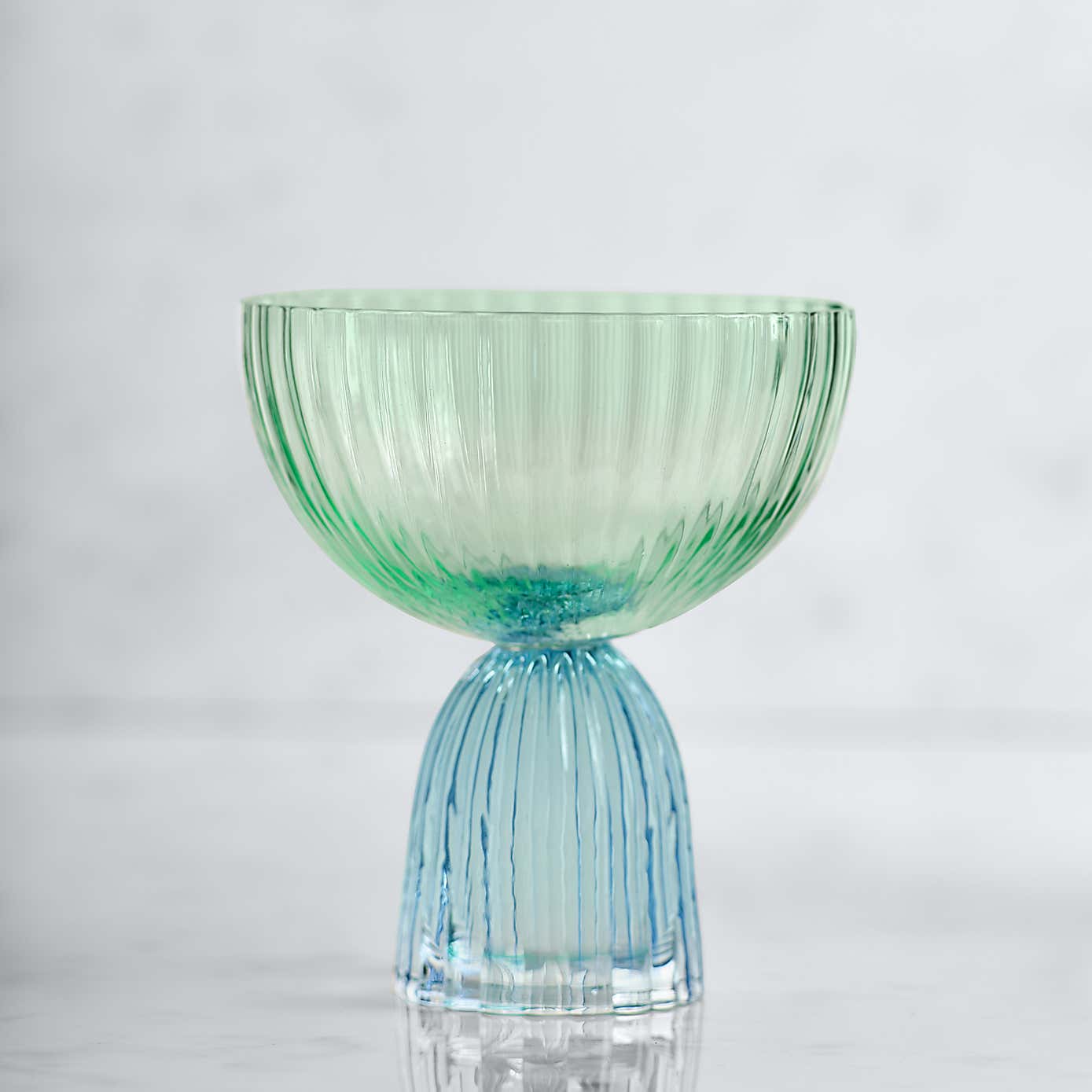 Set of 2 Florence Blue & Green Coupe Glasses